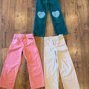 Mini Boden Corduroy Pants| Zara Pink Jeans + Khaki Wide Leg Pants Bundle Sz 8